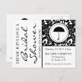 ゴシックブラック&ホワイトフローリッシュブライダルシャワー招待状 インビテーションポストカード (正面/裏面)