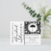ゴシックブラック&ホワイトフローリッシュブライダルシャワー招待状 インビテーションポストカード (スタンド正面)