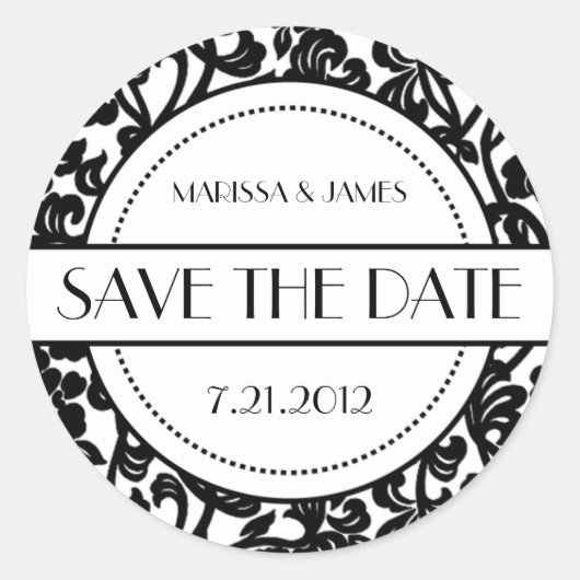 ゴシックブラック&ホワイトフローリッシュ封筒用シール ラウンドシール (正面)