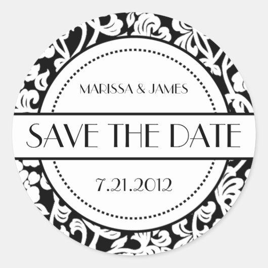 ゴシックブラック&ホワイトフローリッシュ封筒用シール ラウンドシール (正面)