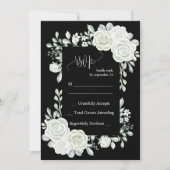ゴシックブラック&ホワイトローゼウェディングRSVPカード 招待状 (正面)