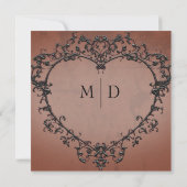 ゴシックブラック&ラストフィリグレ結婚ハート 招待状 (裏面)