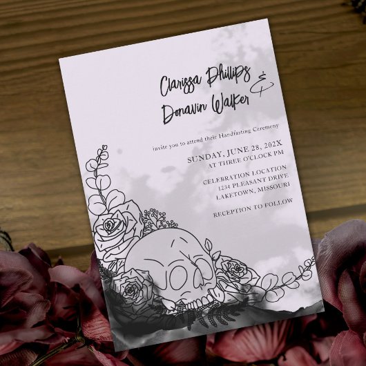 ゴシックブラック&ラベンダースカルバラ手作り 招待状