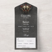 ゴシックブラック&レッドスカル&ハートブラックディナー オールインワン招待状 (内側)