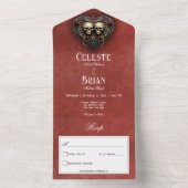 ゴシックブラック&レッドスカル&ハートレッドディナー オールインワン招待状 (内側)