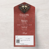 ゴシックブラック&レッドスカル&ハートレッドQRコード オールインワン招待状 (内側)