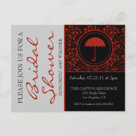 ゴシックブラック&レッドフローリッシュブライダルシャワー インビテーションポストカード