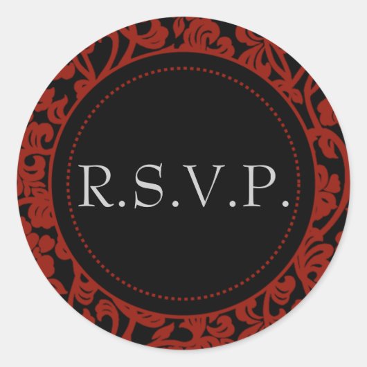 ゴシックブラック&レッドフローリッシュ封筒用シール ラウンドシール (正面)