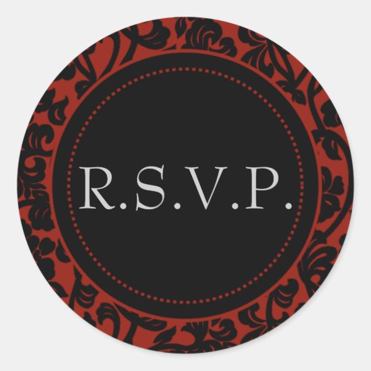 ゴシックブラック&レッドフローリッシュ封筒用シール ラウンドシール (正面)