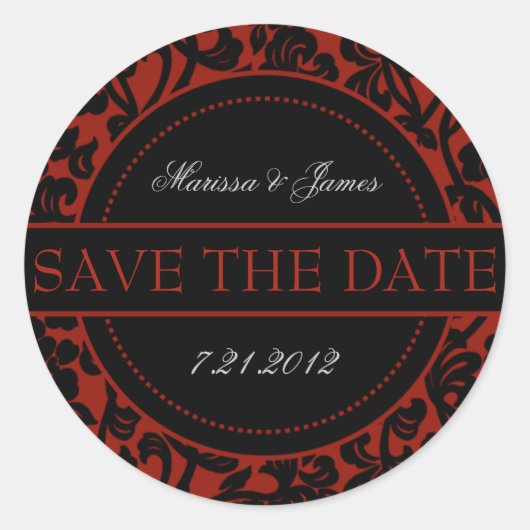 ゴシックブラック&レッドフローリッシュ封筒用シール ラウンドシール (正面)