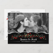 ゴシックブラック&レッドローズLOVE写真日付 案内ポストカード (正面/裏面)