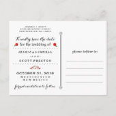 ゴシックブラック&レッドローズLOVE写真日付 案内ポストカード (裏面)