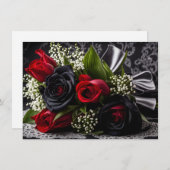 ゴシックブラック&レッドローゼブーケバレンタイン シーズンカード (正面/裏面)