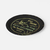 ゴシックブラック&金ゴールドスカルハッピーハローウィン ペーパープレート (アングル)