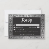 ゴシックブルーシルバーの中世の結婚式QR 出欠カード (正面)