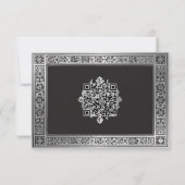 ゴシックブルーシルバーの中世の結婚式QR 出欠カード (裏面)
