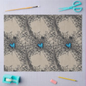 ゴシックブルーハート蝶のクモの巣のエフェメラ 薄葉紙 (クラフト)