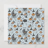 ゴシックブルービクトリアンベビーキャリッジサンキューカード 招待状 (裏面)