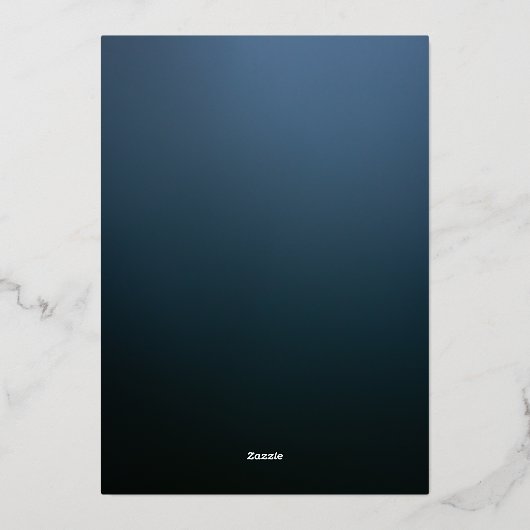 ゴシックブルーフレームダークエステティックバラ実在金ゴールド 箔招待状 (裏面)