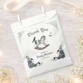 ゴシックブルーフローラ赤ちゃんシャワーロッキングホース フェイバーバッグ (クリップ留めされた状態)