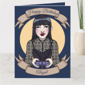 ゴシックブルーマンガマーガール誕生日カード カード (正面)