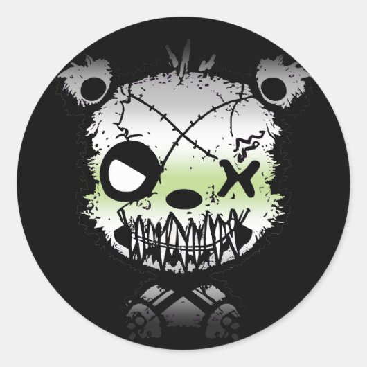 ゴシックプライド旗色付きクマ ラウンドシール (正面)