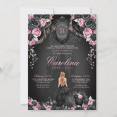 ゴシックプリンセスハロウィーンピンクブラックキンセアニェラ 招待状 (正面)