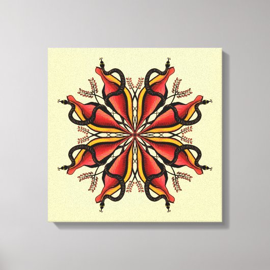 ゴシックヘビ花タトゥースタイル キャンバスプリント (正面)