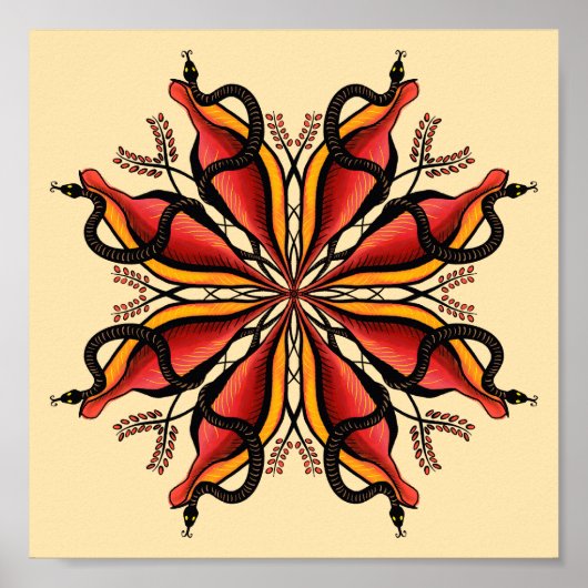 ゴシックヘビ花タトゥースタイル ポスター (正面)