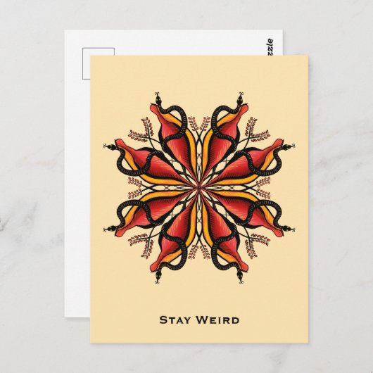 ゴシックヘビ花タトゥースタイル ポストカード (正面/裏面)