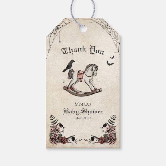 ゴシックベイビーシャワーロッキングホースサンキュータグ ギフトタグ (正面)