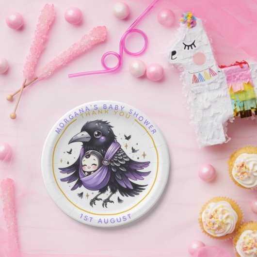 ゴシックベビーガールシャワーこうもりヴァンパイアサンキュー ペーパープレート (パーティー)