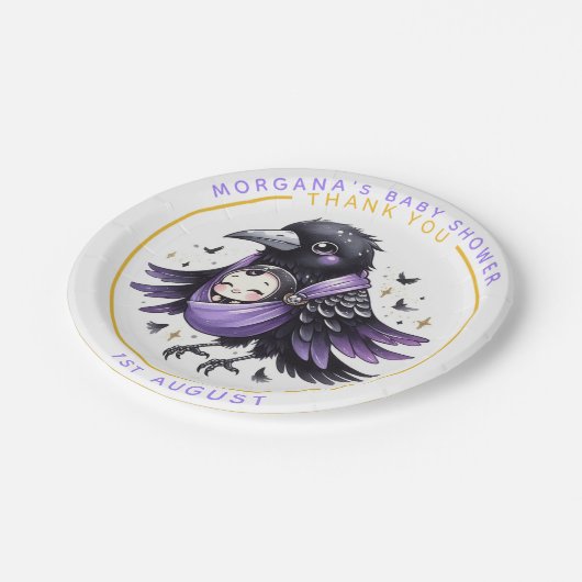 ゴシックベビーガールシャワーこうもりヴァンパイアサンキュー ペーパープレート (アングル)