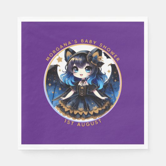 ゴシックベビーガールシャワーこうもりヴァンパイアパルティウェア スタンダードランチョンナプキン (正面)