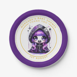 ゴシックベビーガールシャワーデリバリーバイクロウありがとう ペーパープレート
