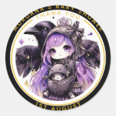 ゴシックベビーガールシャワーデリバリーバイクロウありがとう ラウンドシール (正面)