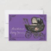 ゴシックベビーキャリッジガールベビーシャワーRSVPカード 出欠カード (裏面)