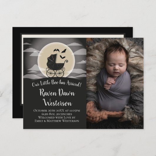 ゴシックベビーキャリッジハロウィーン誕生発表 ポストカード (正面/裏面)