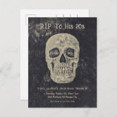 ゴシックベージュグレースカル誕生日RIP To His 20 インビテーションポストカード (正面/裏面)