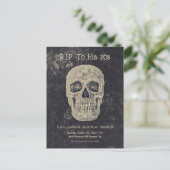 ゴシックベージュグレースカル誕生日RIP To His 20 インビテーションポストカード (スタンド正面)