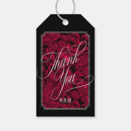 ゴシックペイズリーフレームありがとうバーガンディID866 ギフトタグ