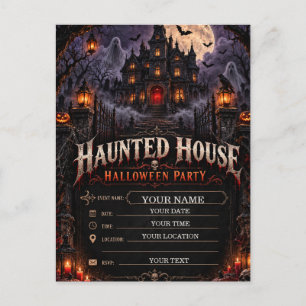 ゴシックホラーなハロウィンパーティー お化け屋敷 ポストカード