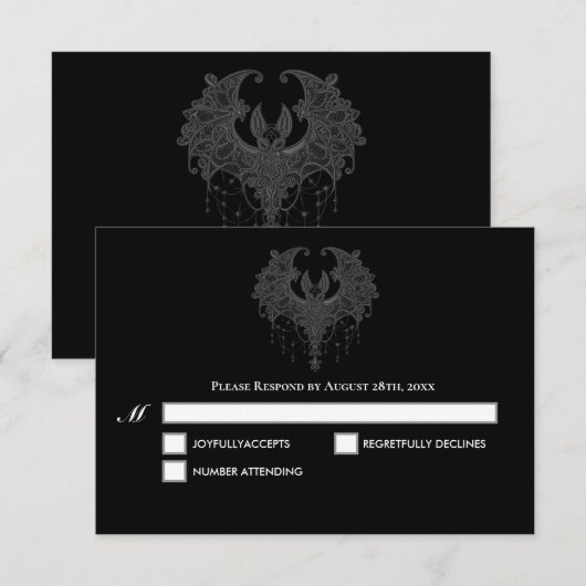 ゴシックホラーなハロウィン 結婚式RSVPカード 出欠カード (正面/裏面)