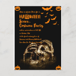 ゴシックホラースカルハロウィーン招待状ポストカード インビテーションポストカード