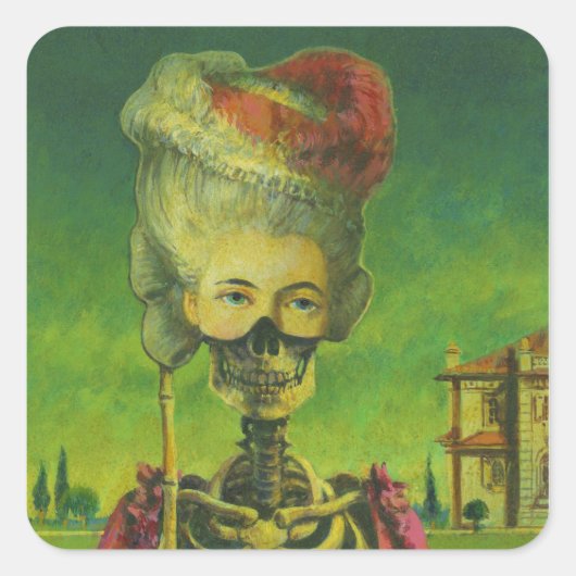 ゴシックホラー骨格ステッカー スクエアシール (正面)