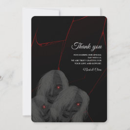 ゴシックホワイトゴースト - ダークムーディーハロウィン サンキューカード