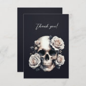 ゴシックホワイトスカルクラウンバラありがとう サンキューカード (正面/裏面)