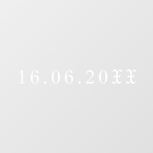 ゴシックホワイトブラックレターの日付結婚の値 ウィンドウサイン (シート)