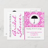ゴシックホワイト&ピンクフローリッシュブライダルシャワー インビテーションポストカード (正面/裏面)
