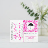ゴシックホワイト&ピンクフローリッシュブライダルシャワー インビテーションポストカード (スタンド正面)